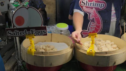 Various type of Chinese style dumplings or dim sums Stock Footage 204966746