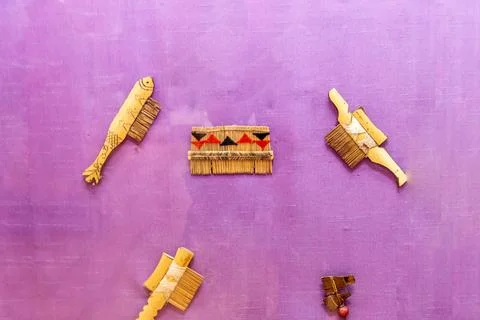 Various type of Combs of tribal community Foto stock