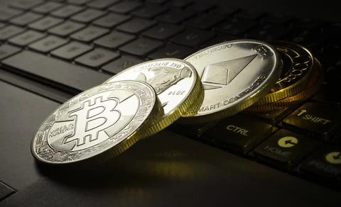 Various type of Cryptocurrency Foto stock