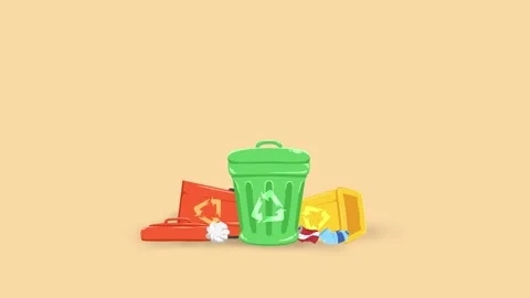 Various type of garbage thrown into the trash. Recycling waste to reduce gl.. Video stock 311683875