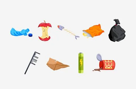 Various type of garbages vector illustration bundle Stockillustratie