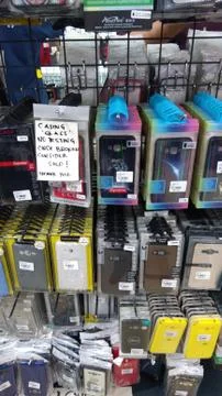 Various type of Handphone accessory Stock Photos