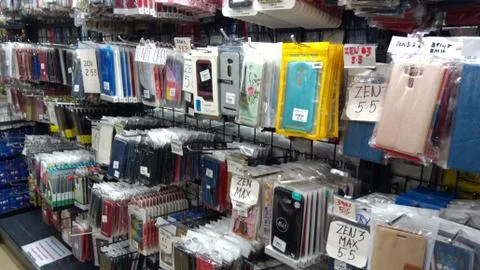 Various type of Handphone accessory Stock Photos