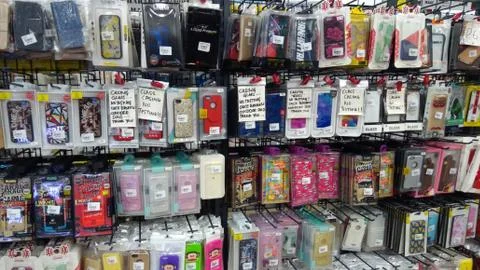 Various type of Handphone accessory Stock Photos