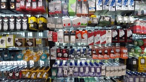 Various type of Handphone accessory Stock Photos