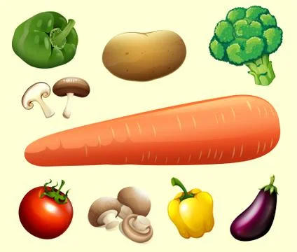 Various type of vegetables Stock Illustration