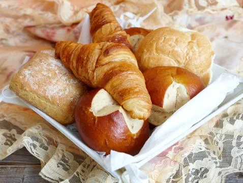 Various types of bread Stock Photos
