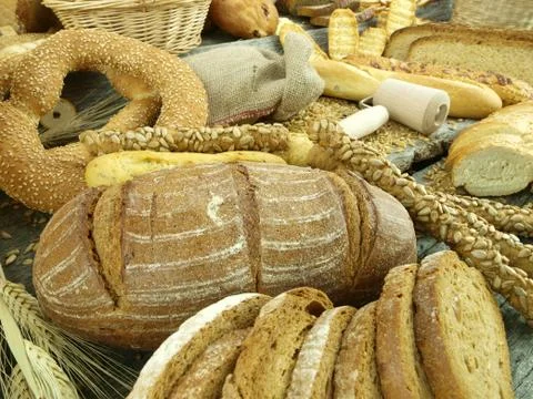Various types of bread Stock Photos