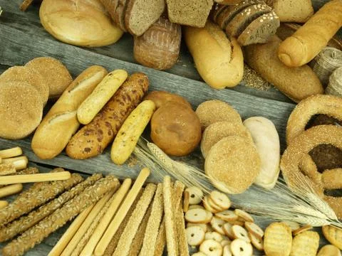 Various types of bread Stock Photos