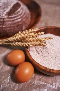 Various types of bread, white flour Stock Photos