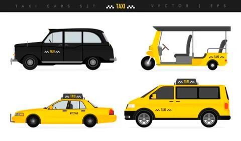 Various types of cab vehicles 库存插图