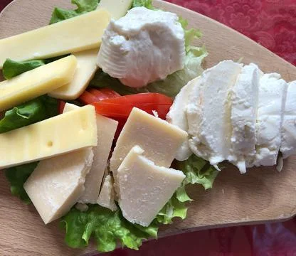 Various types of cheese with empty space Stock Photos