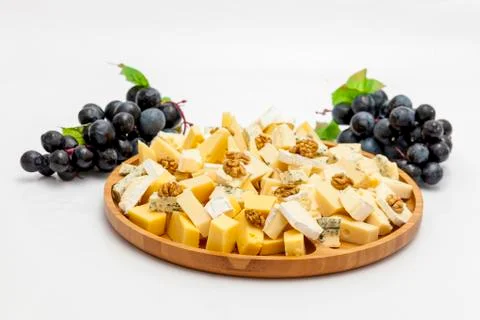Various types of cheese isolated on white background Foto stock