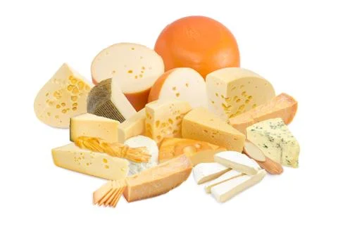 Various types of cheese on a light background Stock Photos