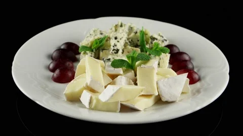 Various types of cheese with noble mould, loop, horizontal view Stock Footage 61707465