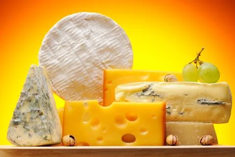 Various types of cheese Stock Photos