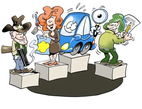 Various types displayed at podium Stock Illustration