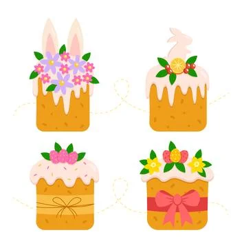 Various types of Easter cakes. Happy Easter. イラスト素材