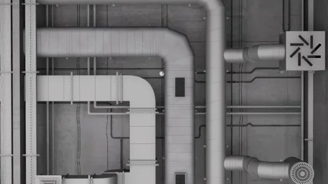 Various types of electrical and ventilation systems on the ceiling. 3D rendering Stock Footage 296008567