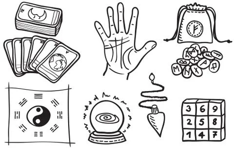 Various types of fortune telling Stock Illustration