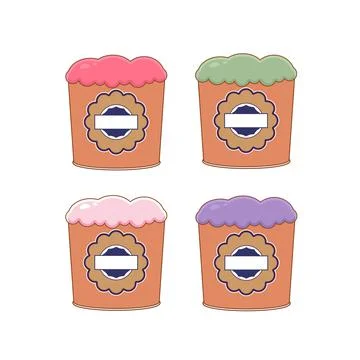 Various types of ice cream in a cardboard tube with a logo Stock Illustration
