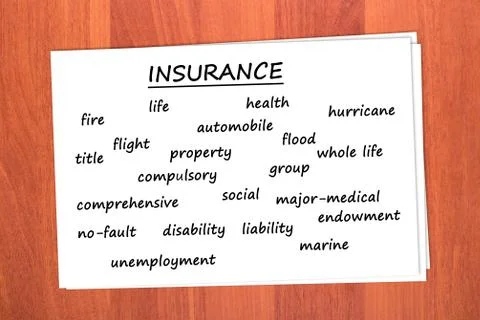 Various types of insurance Stock-Fotos