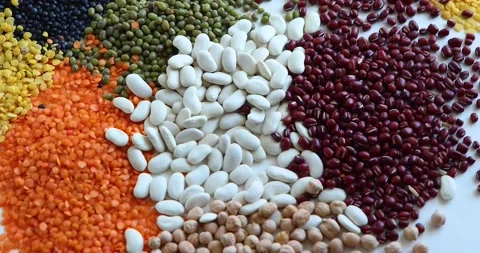 Various types of legumes. Top view	 Stock Footage 130764409