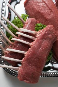 Various types of meat on tray Foto stock