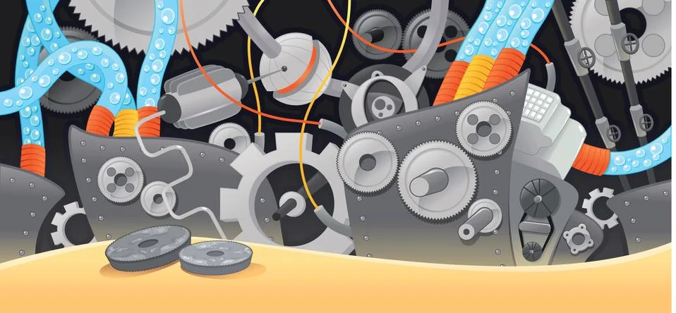 Various types of mechanisms. Stock Illustration