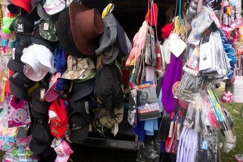 Various types of merchandise on display Stock Photos