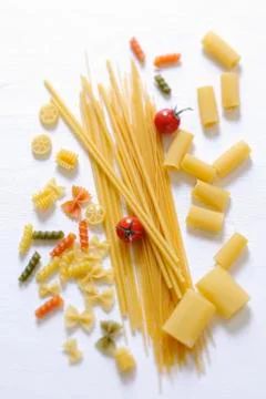 Various types of pasta Stock Photos