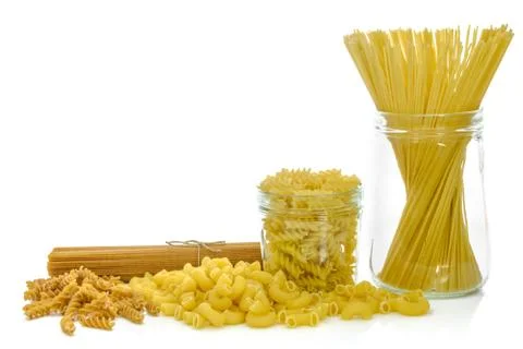 Various types of pasta Stock Photos