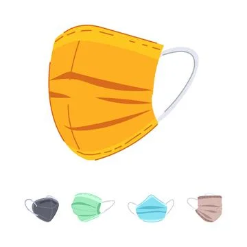 Various types of protective breathing face masks hygiene Stock Illustration