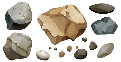 Various Types of Rocks Stock Illustration