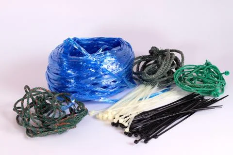 Various types of rope Isolated on white background Stock Photos