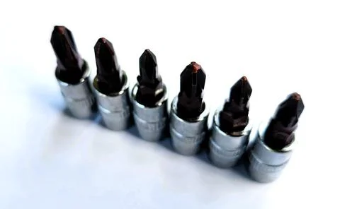 Various types of screwdrivers and bolt openers Stock Photos