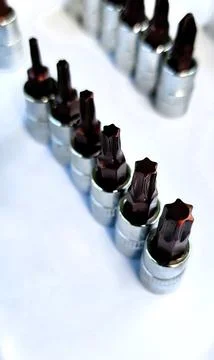 Various types of screwdrivers and bolt openers Stock Photos