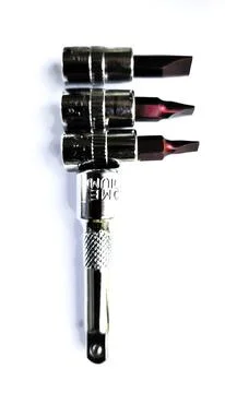 Various types of screwdrivers and bolt openers Stock Photos