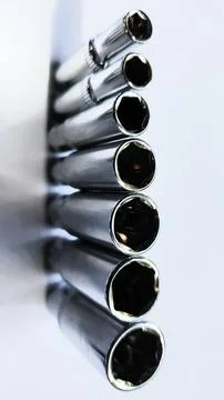 Various types of screwdrivers and bolt openers Foto stock