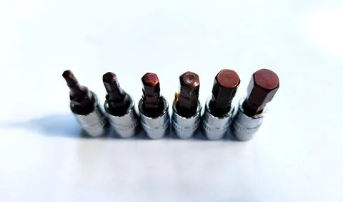 Various types of screwdrivers and bolt openers Stock Photos