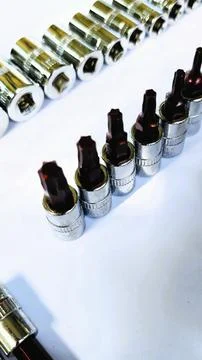 Various types of screwdrivers and bolt openers Stock Photos