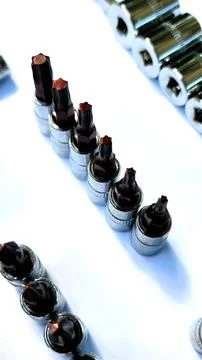 Various types of screwdrivers and bolt openers Stock Photos