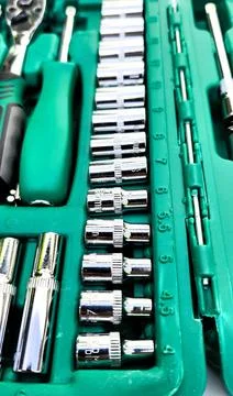 Various types of screwdrivers and bolt openers Stock Photos