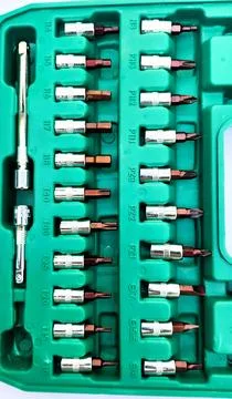 Various types of screwdrivers and bolt openers Stock Photos