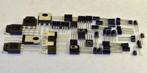 Various types of semiconductor triodes containing samples from low-power tran Stock Photos