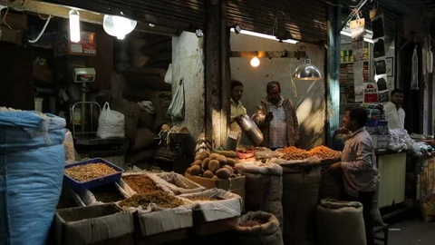 Various Types Of Spices At Spice Shop In The Indian Market  Video stock 122797936