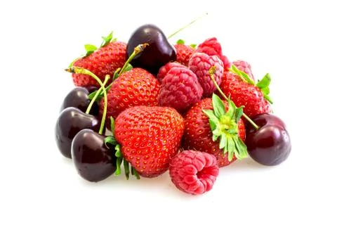 Various types of summer red fruit fresh Stock Photos