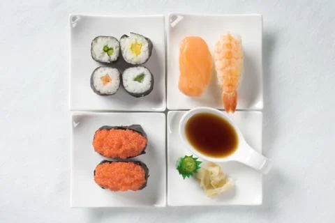 Various types of sushi Foto stock