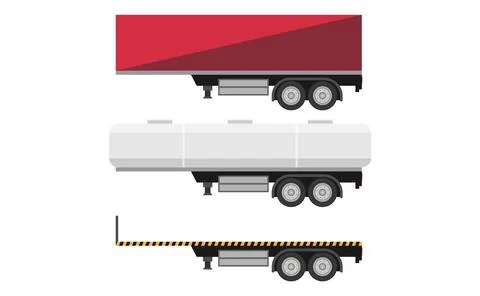 Various types of trailers isolated on white background. Stock Illustration