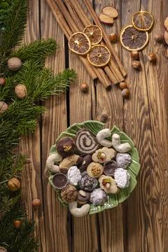 Various types of typical Czech christmas cookies Stock Photos